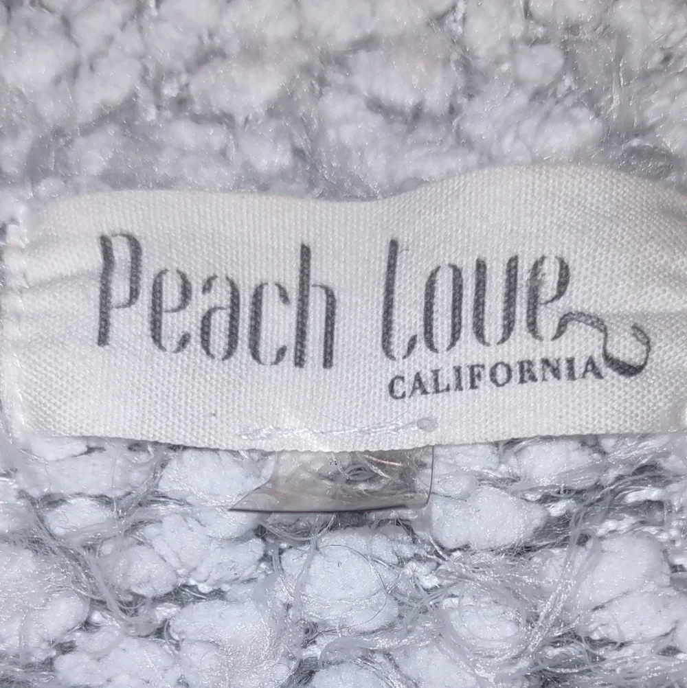 Peach Love Open Cardigan Popcorn Style Knit Gray and Cream very soft